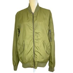 HM LOGG Womens Green Bomber Jacket Medium Long Sleeves